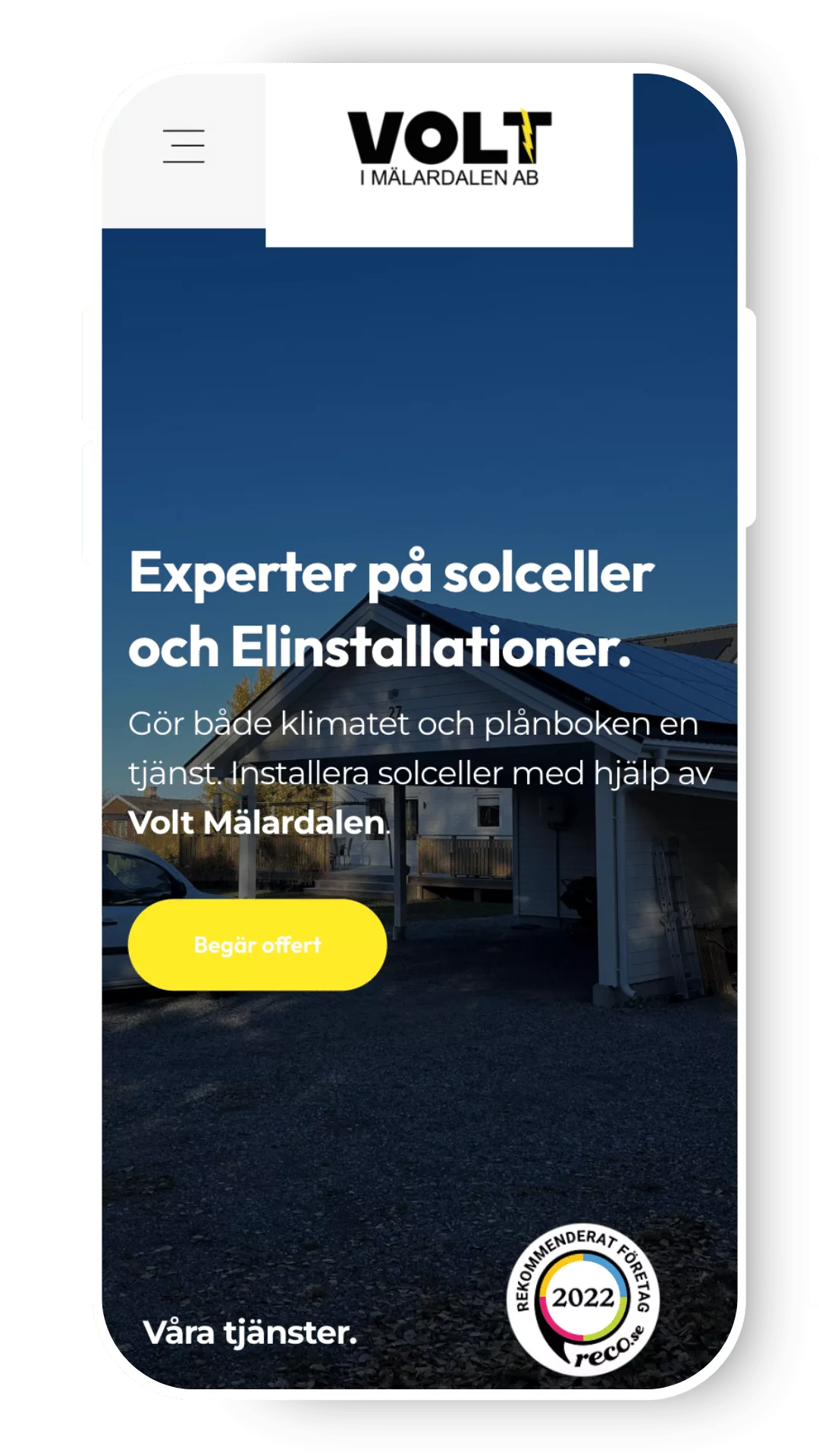 En hemsida av ett företag som tagit hjälp av webbyrå örebro